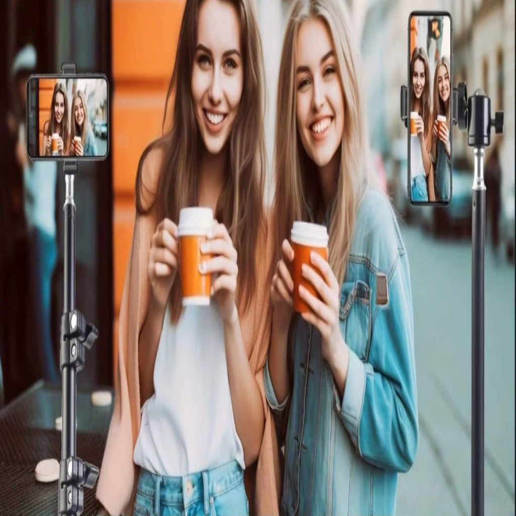 Foldable Tripod and Phone Holder Clip 160cm Multifunctional for Phone and Camera