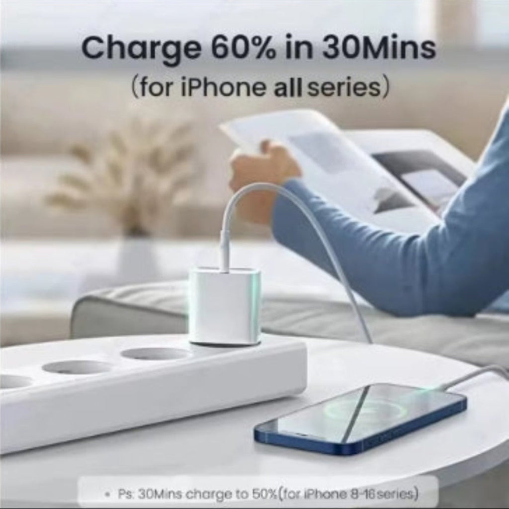 40W PD Fast Charger and USB-C Cable for iPhone 15, 16 Pro Max and Plus