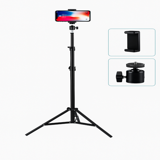 Foldable Tripod and Phone Holder Clip 160cm Multifunctional for Phone and Camera