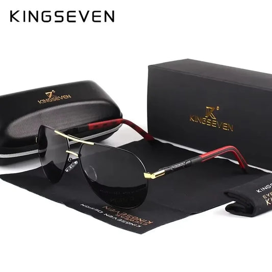 KINGSEVEN Vintage-Sonnenbrille aus Aluminium, polarisiert, klassische Marke, beschichtete Gläser, ideal zum Autofahren, für Damen und Herren