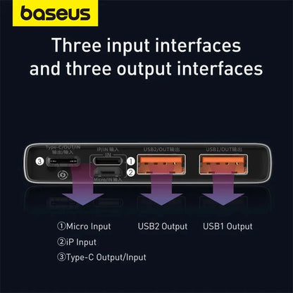 Baseus 10000mAh or 20000mAh Power Bank with 22.5W Fast Charging, Compatible with All Smartphones