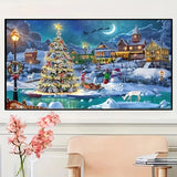 5D DIY Adult Diamond Painting Kit - Festival Theme, Round Diamonds, Acrylic (PMMA) - Christmas Night Scene Wall Art, 69.85x39