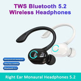 Bluetooth 5.2 Ear Hook Earphones Wireless Headphone Mini Handsfree Waterproof Sport Music Headset Single Right Earbuds with Mic