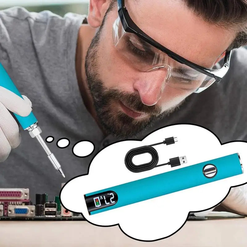 Electric Soldering Iron Rechargeable And Temperature Adjustment Welding Repair Tool Wire Soldering Pen Electronics Soldering Kit