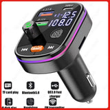 Car Bluetooth 5.0 FM Transmitter Wireless Handsfree Audio Receiver Car MP3 Player 2USB Fast Charger Car Electronics Accessories