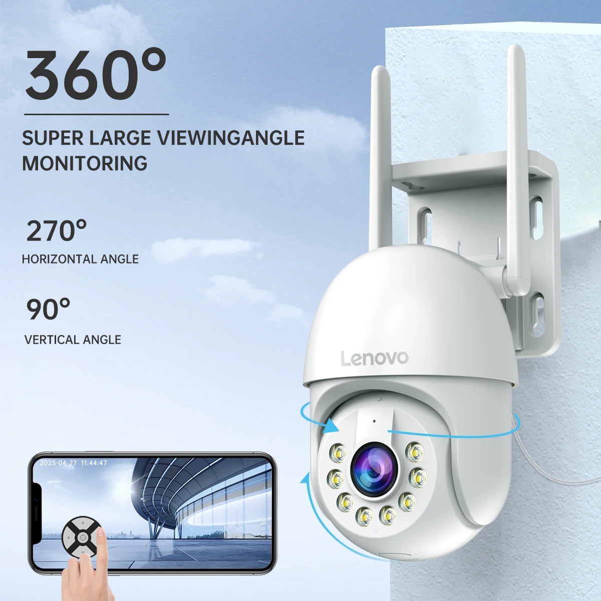 Lenovo 5MP Smart Wi-Fi PTZ Camera for Outdoor Use, 5x Digital Zoom, Auto Tracking