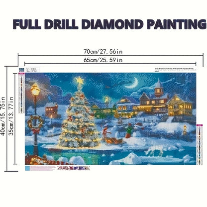 5D DIY Adult Diamond Painting Kit - Festival Theme, Round Diamonds, Acrylic (PMMA) - Christmas Night Scene Wall Art, 69.85x39