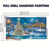 5D DIY Adult Diamond Painting Kit - Festival Theme, Round Diamonds, Acrylic (PMMA) - Christmas Night Scene Wall Art, 69.85x39