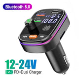Car Bluetooth 5.0 FM Transmitter Wireless Handsfree Audio Receiver Car MP3 Player 2USB Fast Charger Car Electronics Accessories