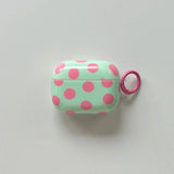 Fashion Simple Big Pink Blue Dots Polka Point Pattern Glossy Earphone Case with Ring Cover for AirPods 1 2 3 4 Pro 2 Pro 3