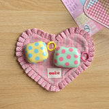 Fashion Simple Big Pink Blue Dots Polka Point Pattern Glossy Earphone Case with Ring Cover for AirPods 1 2 3 4 Pro 2 Pro 3