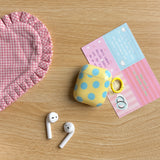 Fashion Simple Big Pink Blue Dots Polka Point Pattern Glossy Earphone Case with Ring Cover for AirPods 1 2 3 4 Pro 2 Pro 3