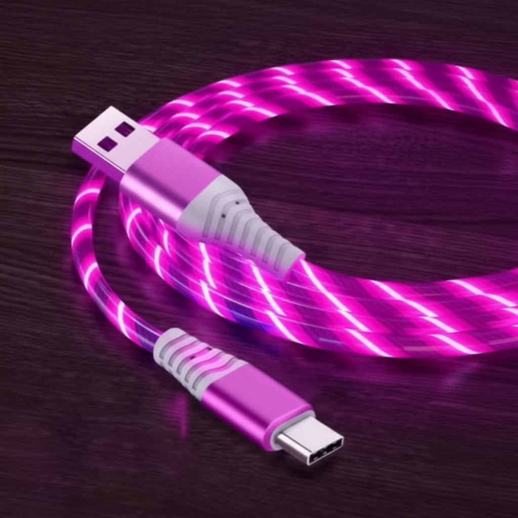 Câble USB lumineux rose-violet optimisé